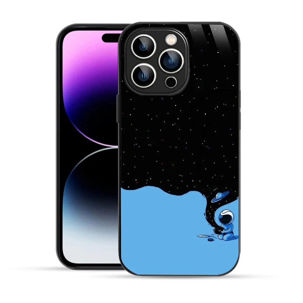 Bornstud Galaxy Astronouts blue Printed Case for iPhone 14 Pro Max