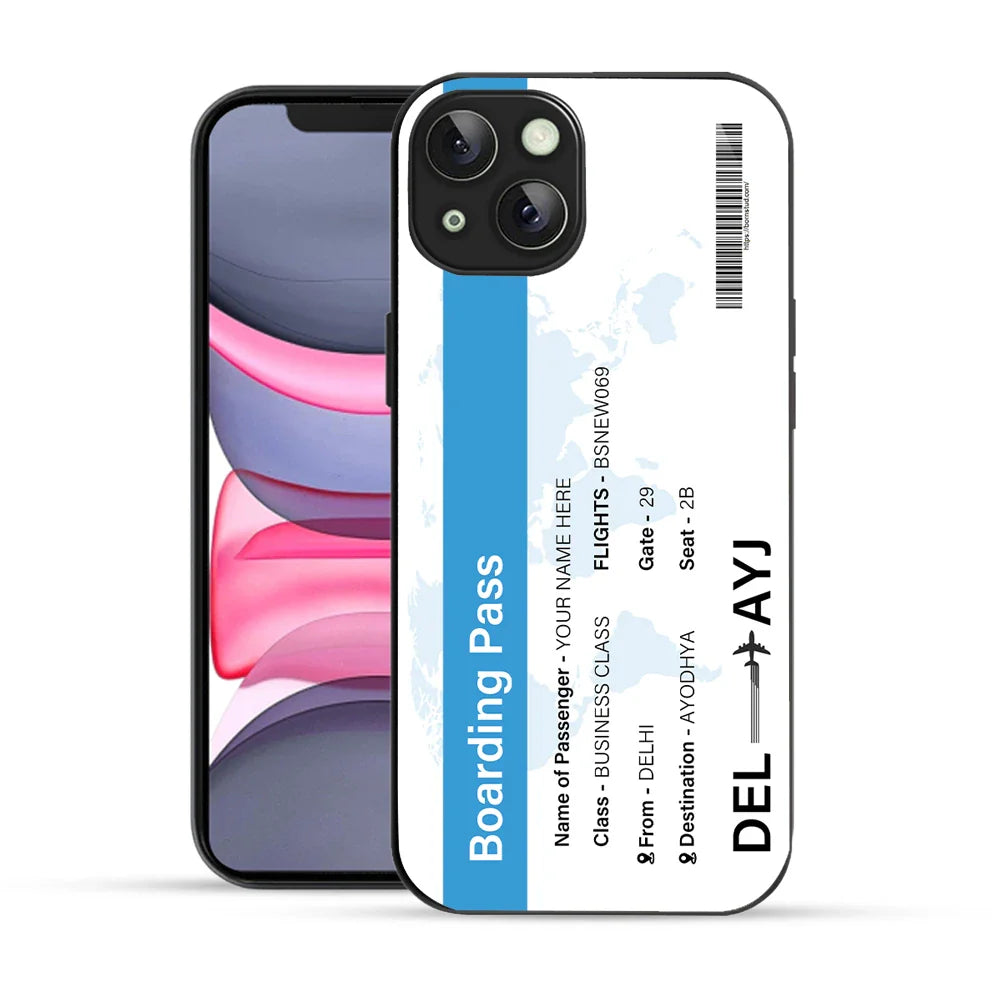 Bornstud Personalised my Boarding Pass Printed Case for iPhone 14 Plus Celestial Blue