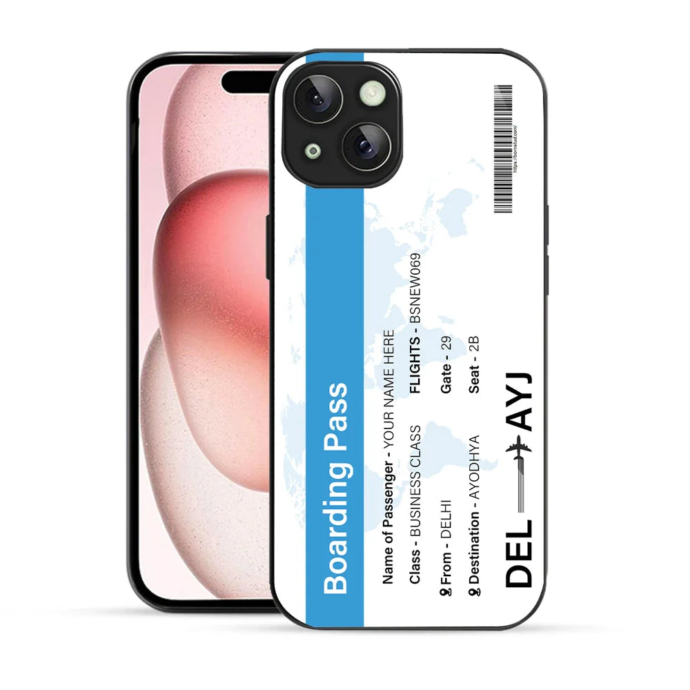 Bornstud Personalised my Boarding Pass Printed Case for iPhone 15 Plus Celestial Blue