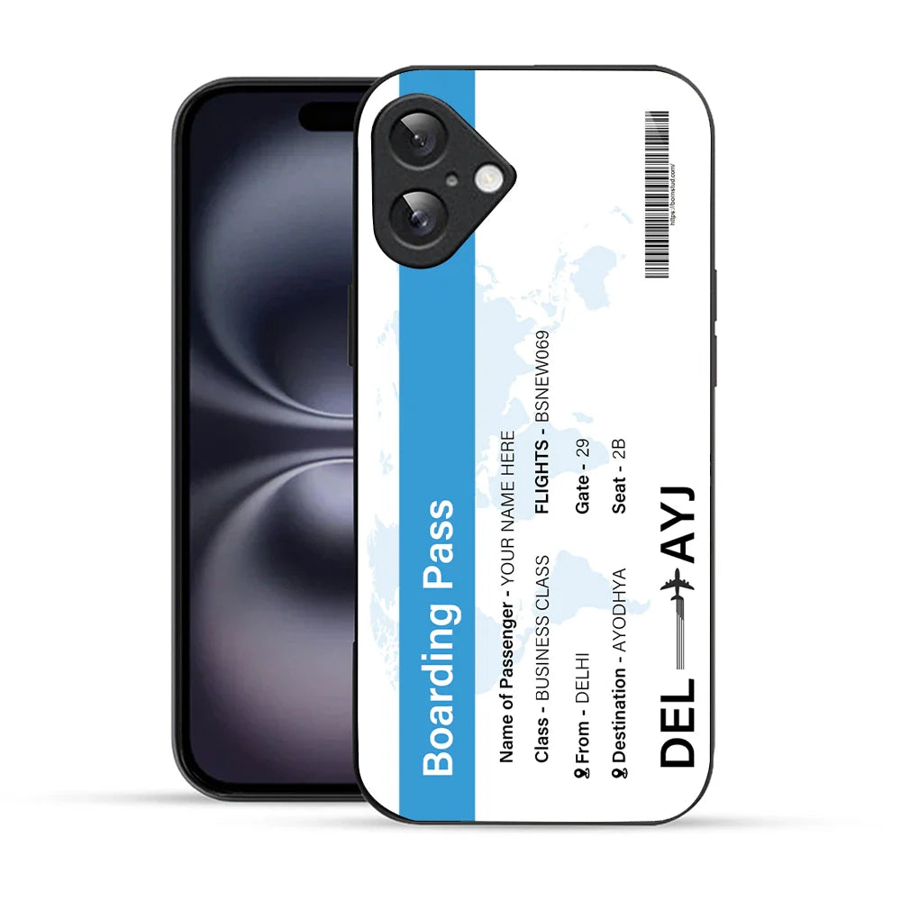 Bornstud Personalised my Boarding Pass Printed Case for iPhone 16 Plus Celestial Blue
