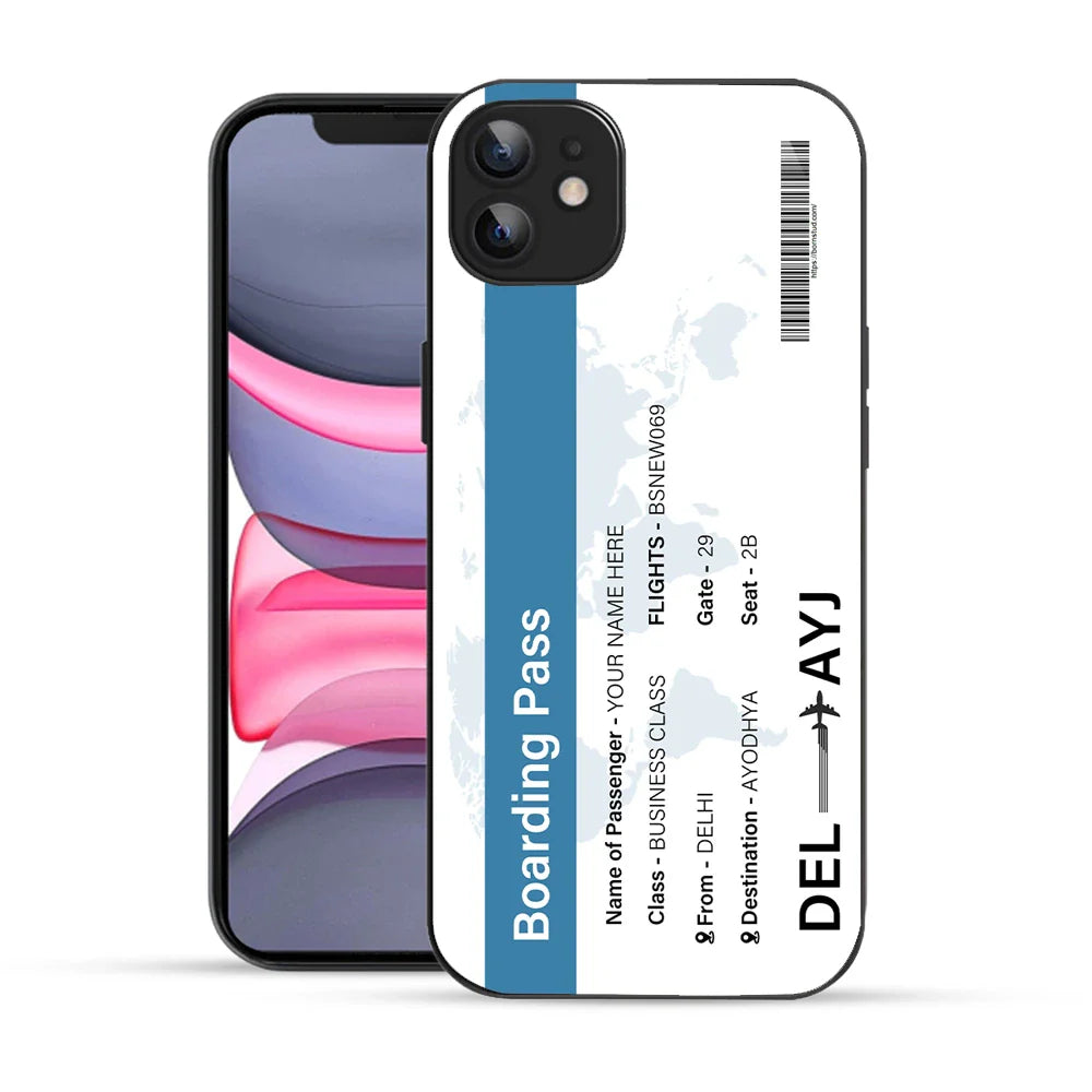 Bornstud Personalised my Boarding Pass Printed Case for iPhone 12 Dirty Blue