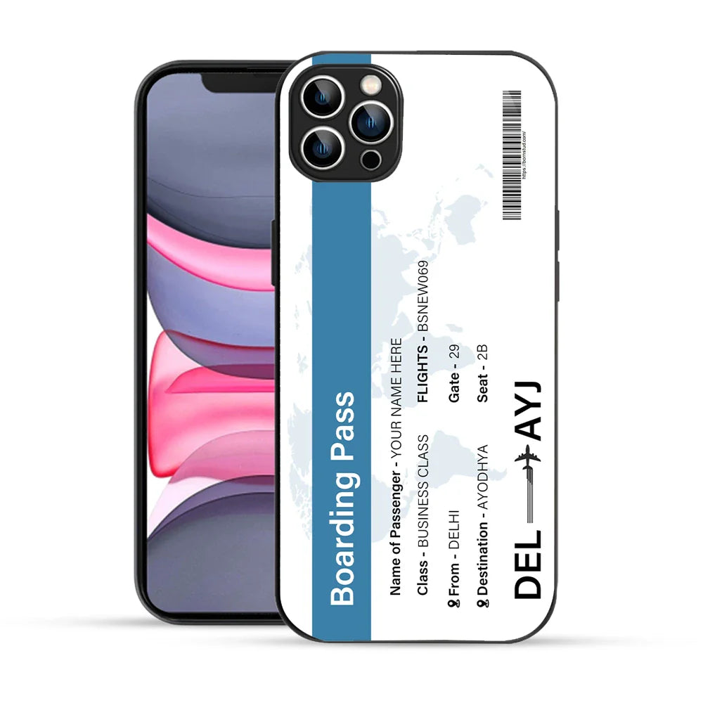 Bornstud Personalised my Boarding Pass Printed Case for iPhone 12 Pro Dirty Blue