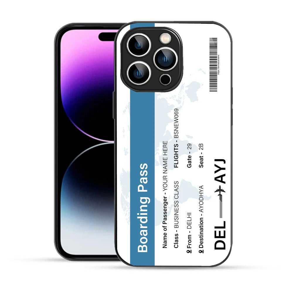 Bornstud Personalised my Boarding Pass Printed Case for iPhone 14 Pro Max Dirty Blue