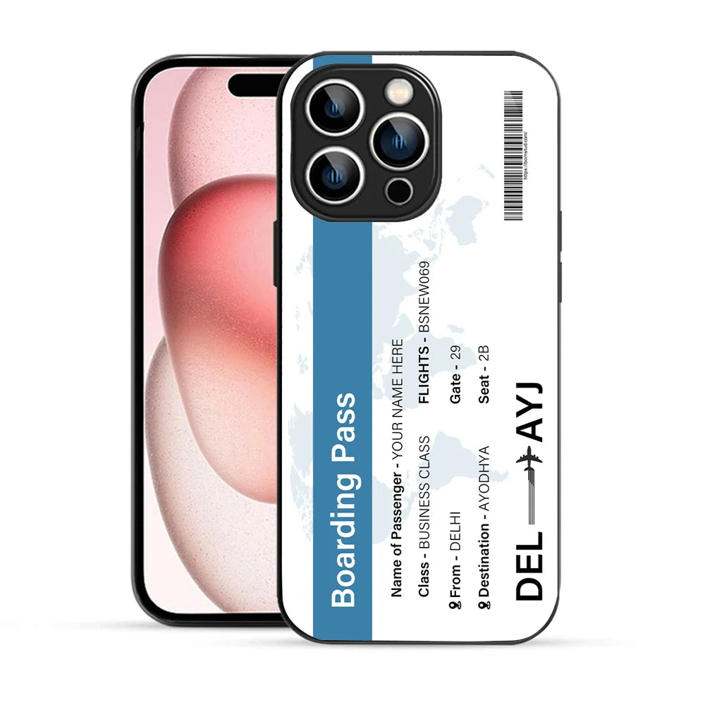 Bornstud Personalised my Boarding Pass Printed Case for iPhone 15 Pro Dirty Blue