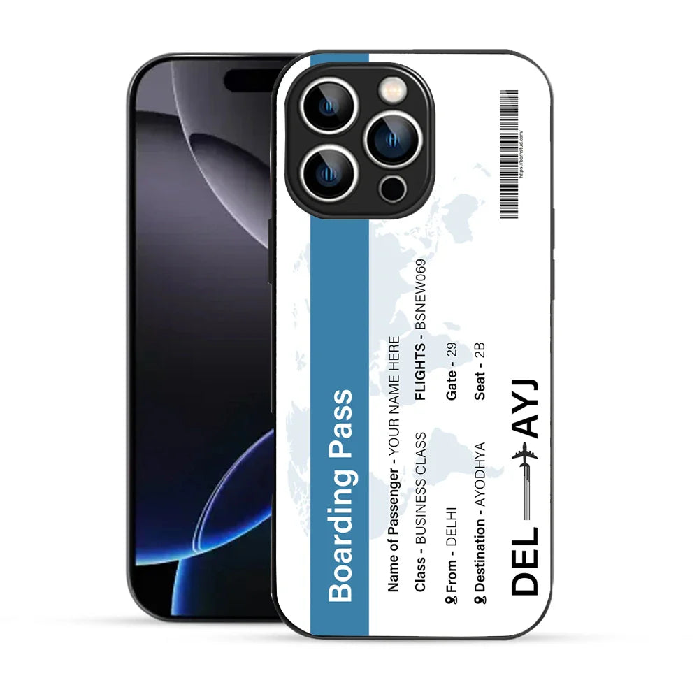 Bornstud Personalised my Boarding Pass Printed Case for iPhone 16 Pro Dirty Blue