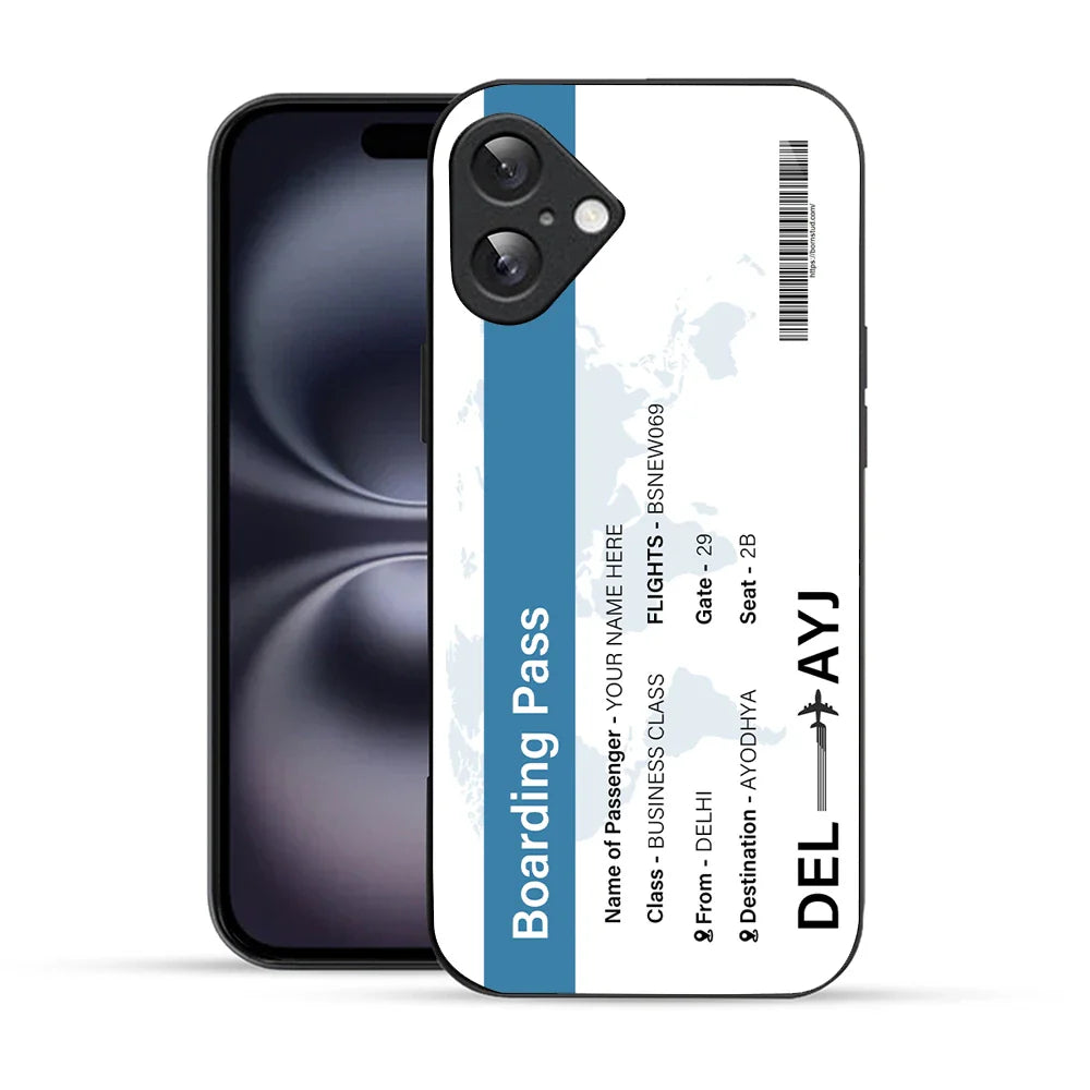 Bornstud Personalised my Boarding Pass Printed Case for iPhone 16 Plus Dirty Blue