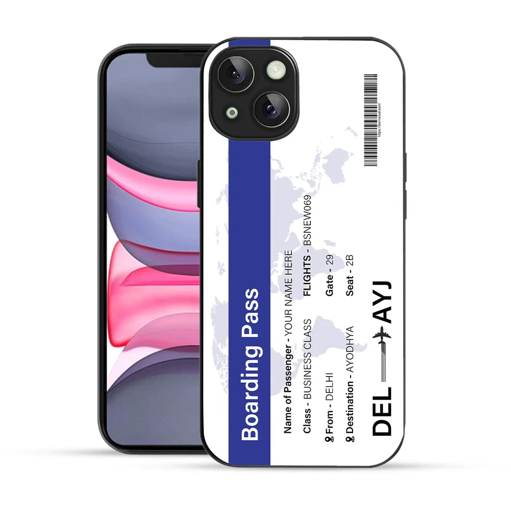 Bornstud Personalised my Boarding Pass Printed Case for iPhone 14 Cobalt