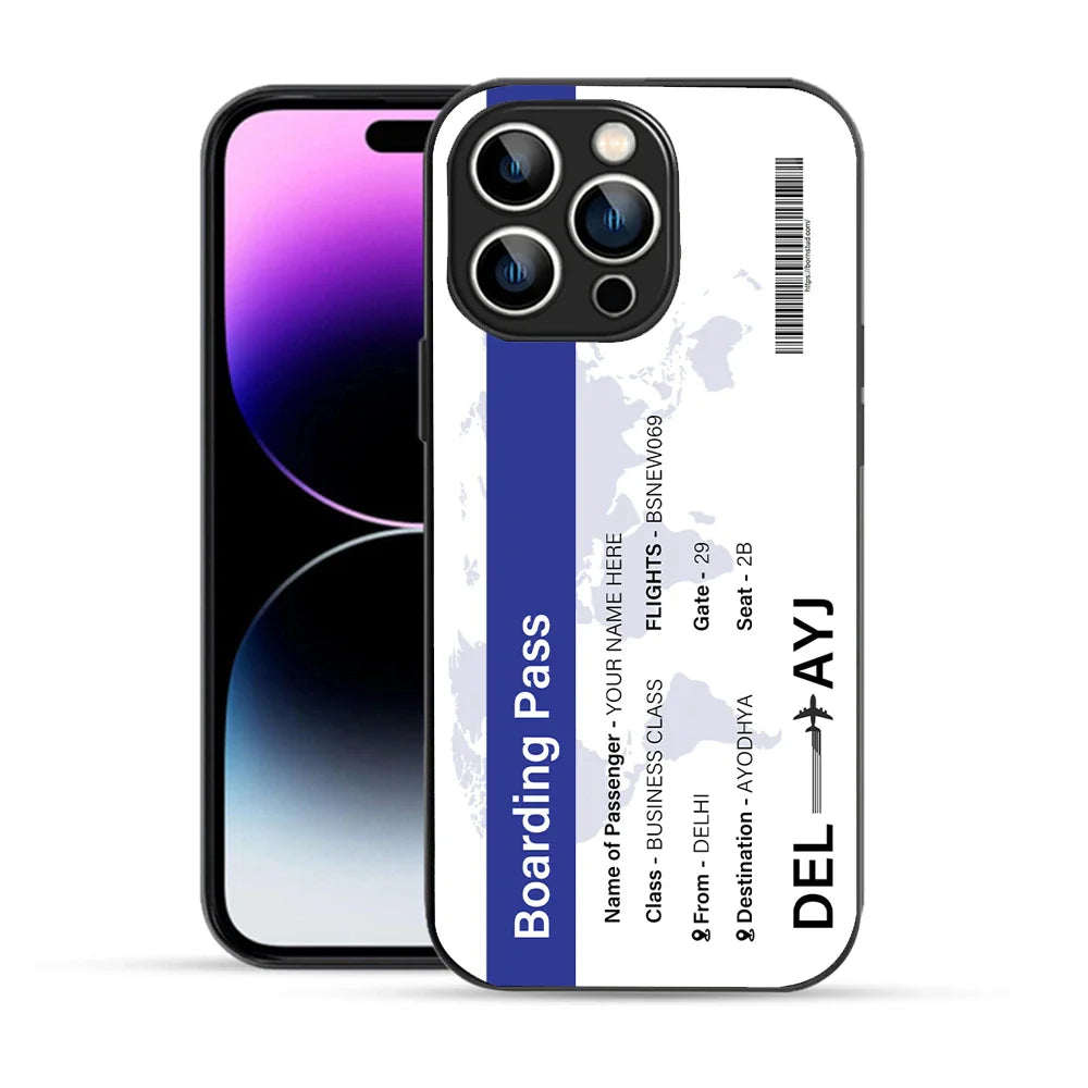 Bornstud Personalised my Boarding Pass Printed Case for iPhone 14 Pro Cobalt