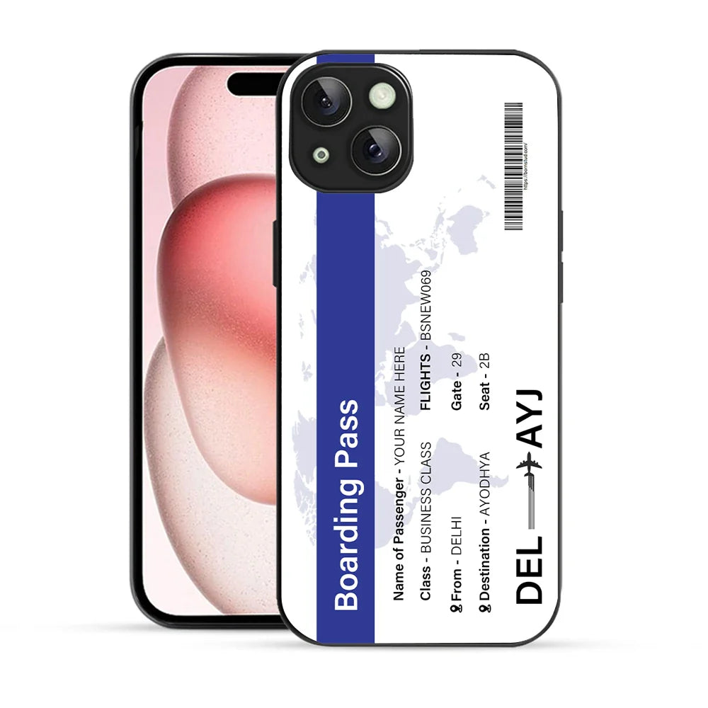 Bornstud Personalised my Boarding Pass Printed Case for iPhone 15 Plus Cobalt