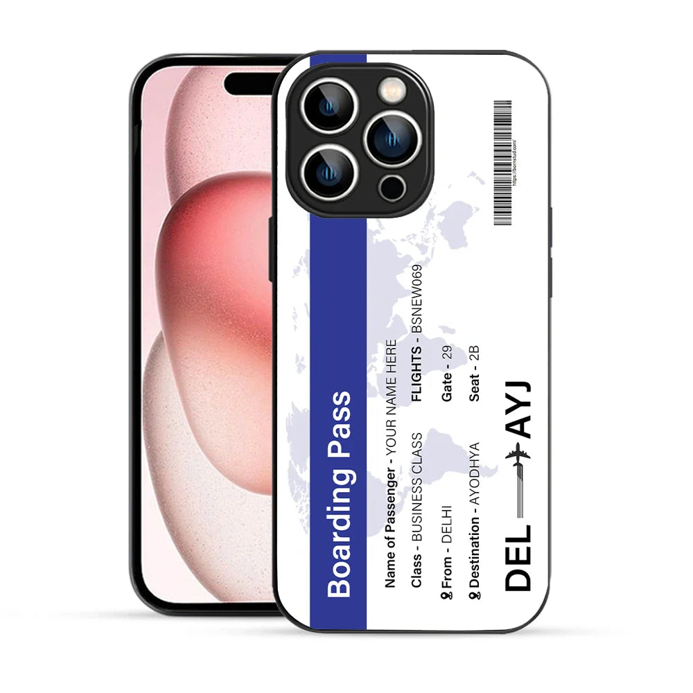 Bornstud Personalised my Boarding Pass Printed Case for iPhone 15 Pro Cobalt