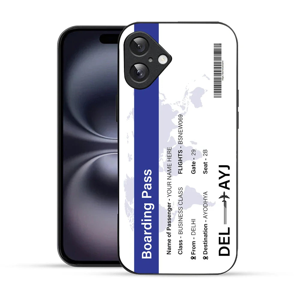 Bornstud Personalised my Boarding Pass Printed Case for iPhone 16 Plus Cobalt