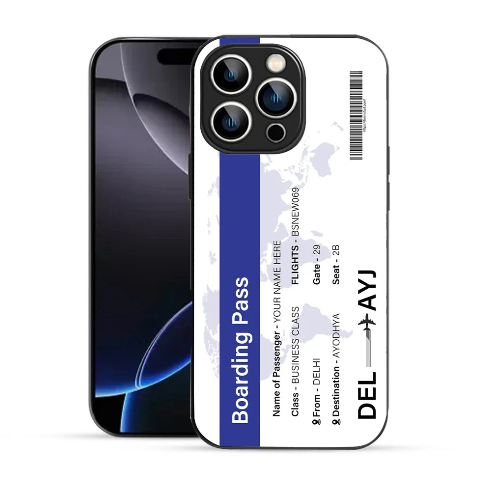 Bornstud Personalised my Boarding Pass Printed Case for iPhone 16 Pro Max Cobalt