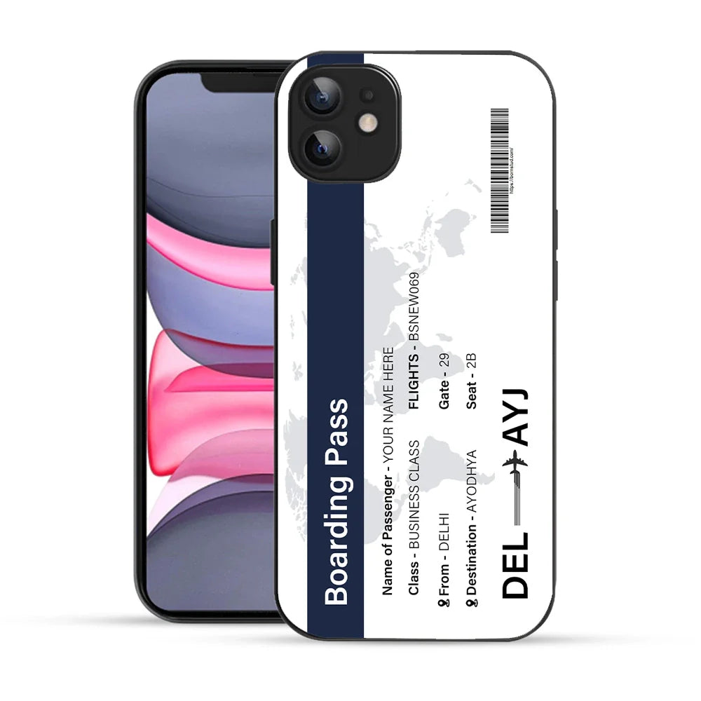 Bornstud Personalised my Boarding Pass Printed Case for iPhone 12 Ebony Clay
