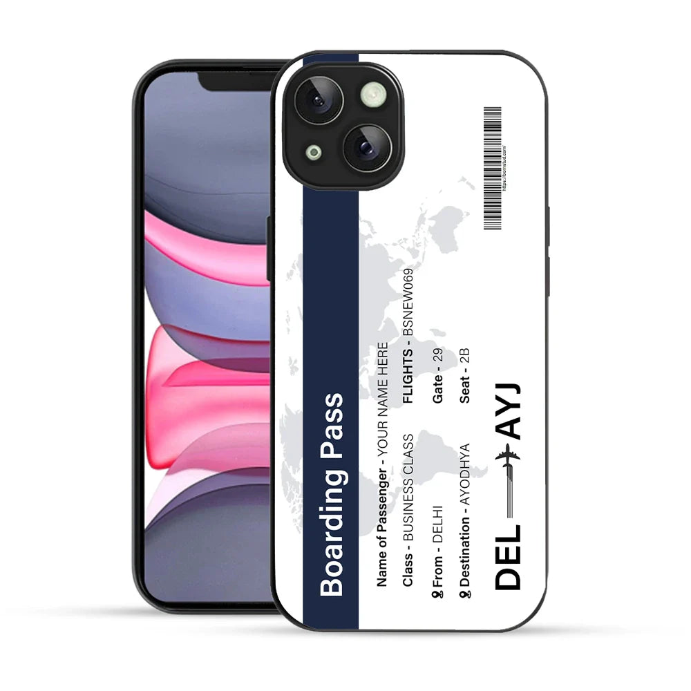 Bornstud Personalised my Boarding Pass Printed Case for iPhone 14 Ebony Clay