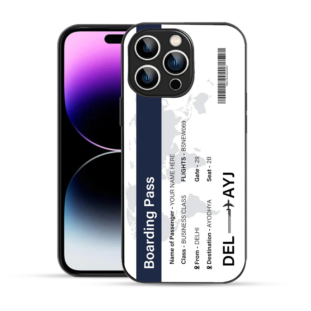Bornstud Personalised my Boarding Pass Printed Case for iPhone 14 Pro Ebony Clay