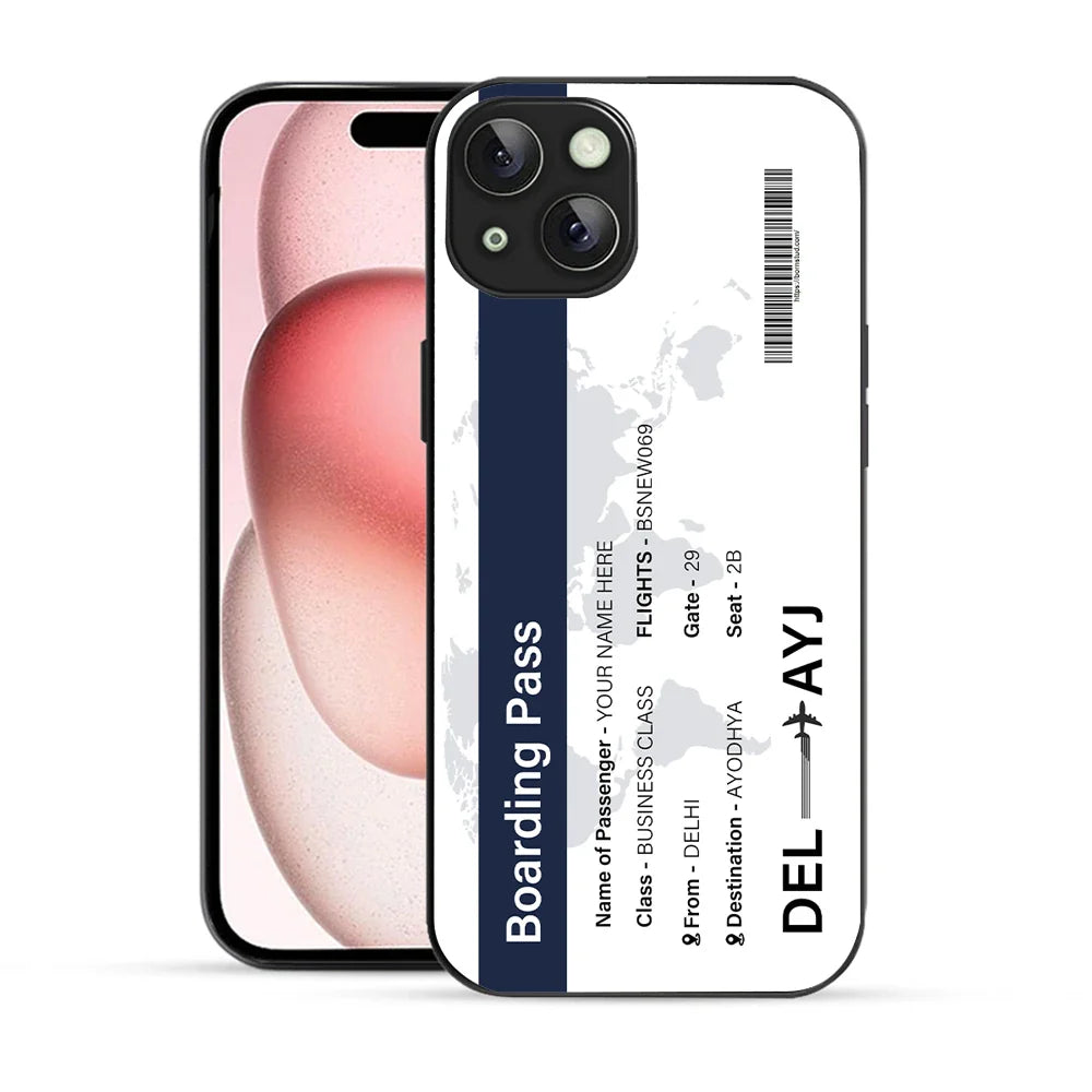 Bornstud Personalised my Boarding Pass Printed Case for iPhone 15 Plus Ebony Clay