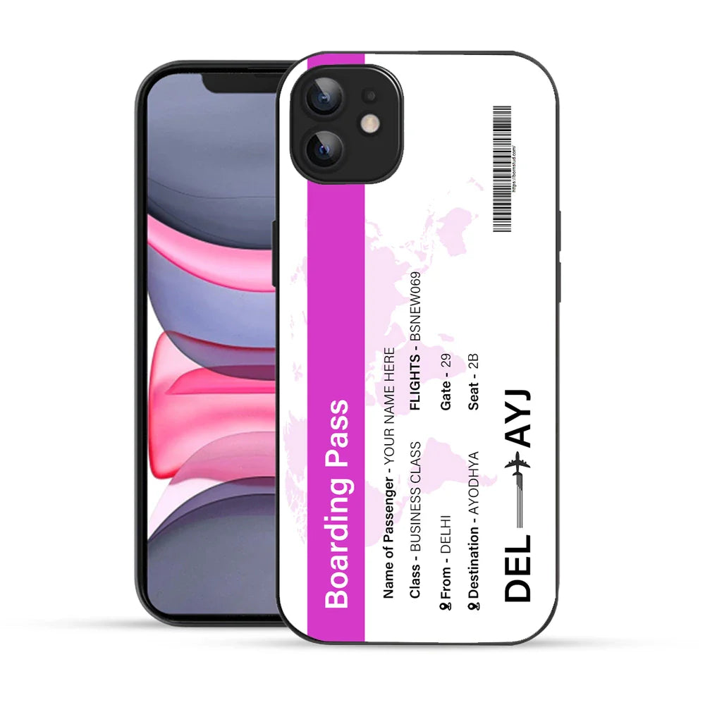 Bornstud Personalised my Boarding Pass Printed Case for iPhone 12 Pinkish Purple