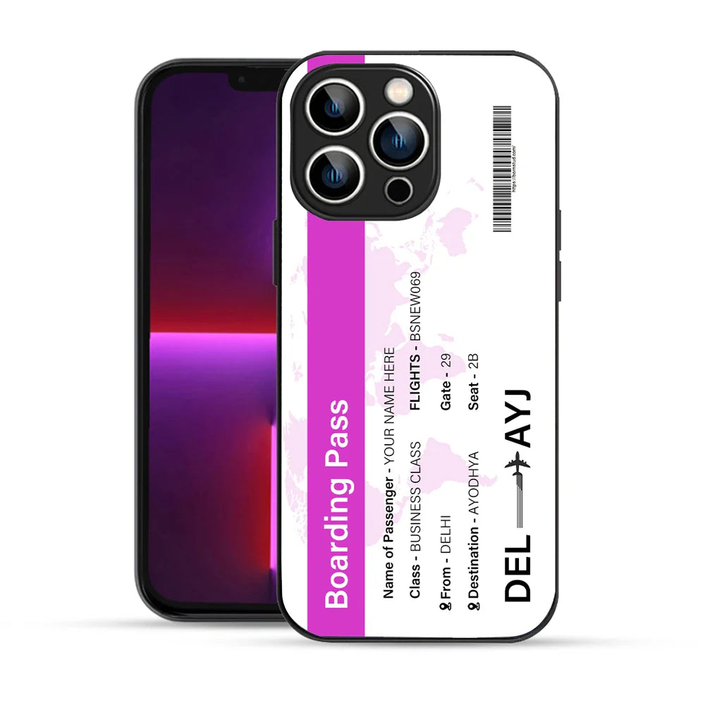 Bornstud Personalised my Boarding Pass Printed Case for iPhone 13 Pro Pinkish Purple