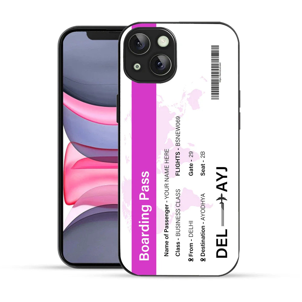 Bornstud Personalised my Boarding Pass Printed Case for iPhone 14 Plus Pinkish Purple
