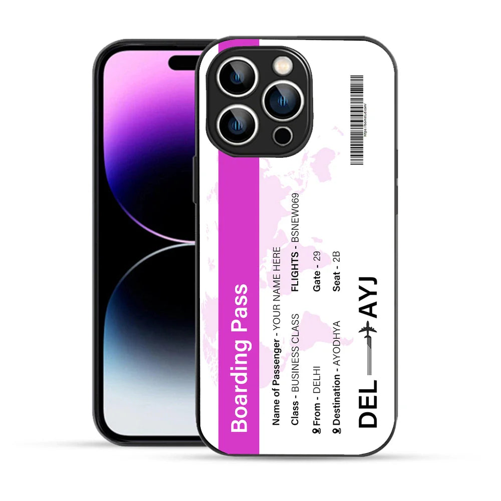 Bornstud Personalised my Boarding Pass Printed Case for iPhone 14 Pro Pinkish Purple