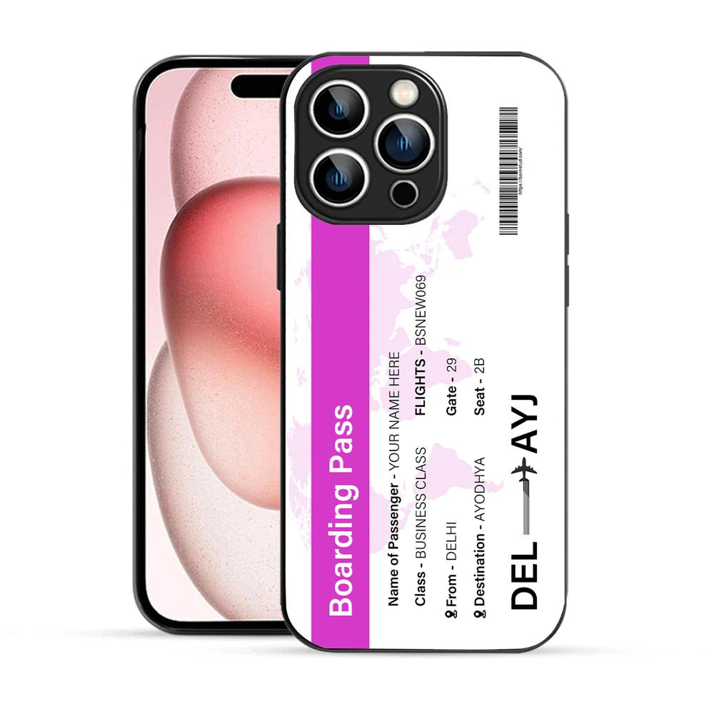 Bornstud Personalised my Boarding Pass Printed Case for iPhone 15 Pro Max Pinkish Purple