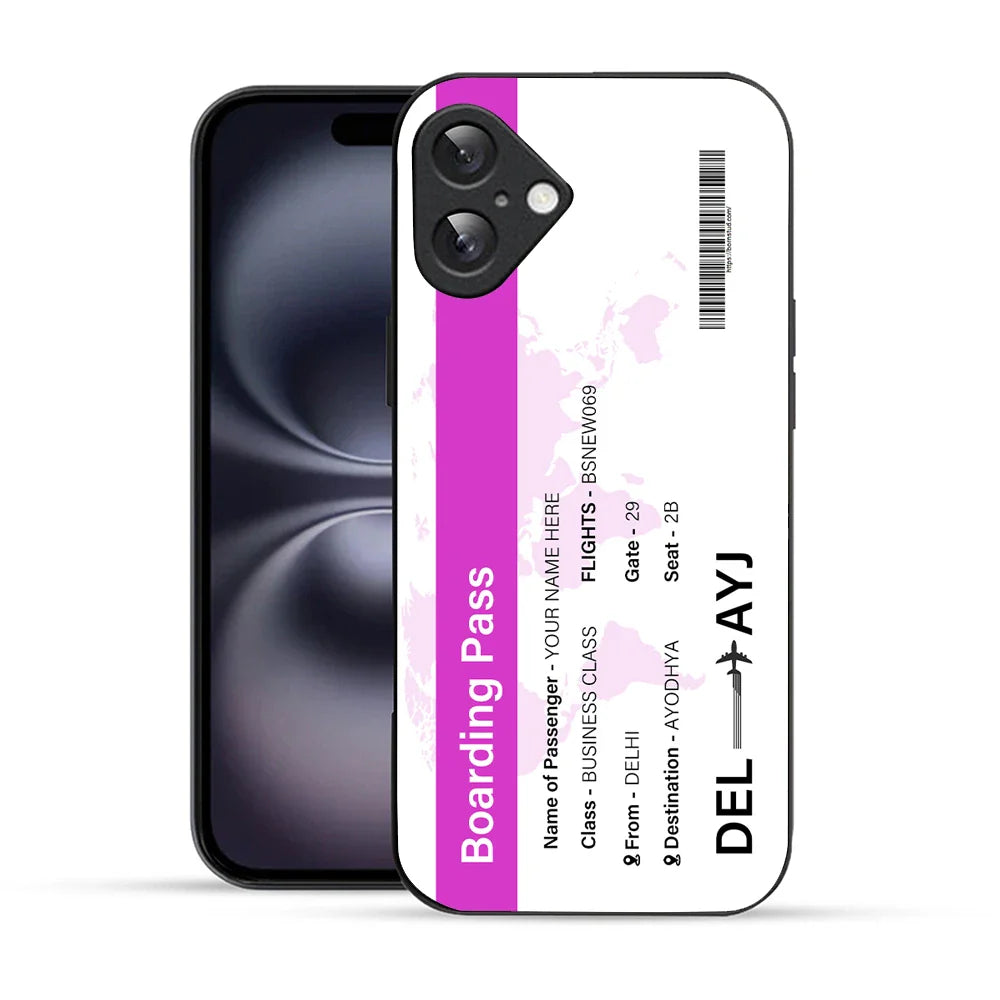 Bornstud Personalised my Boarding Pass Printed Case for iPhone 16 Plus Pinkish Purple
