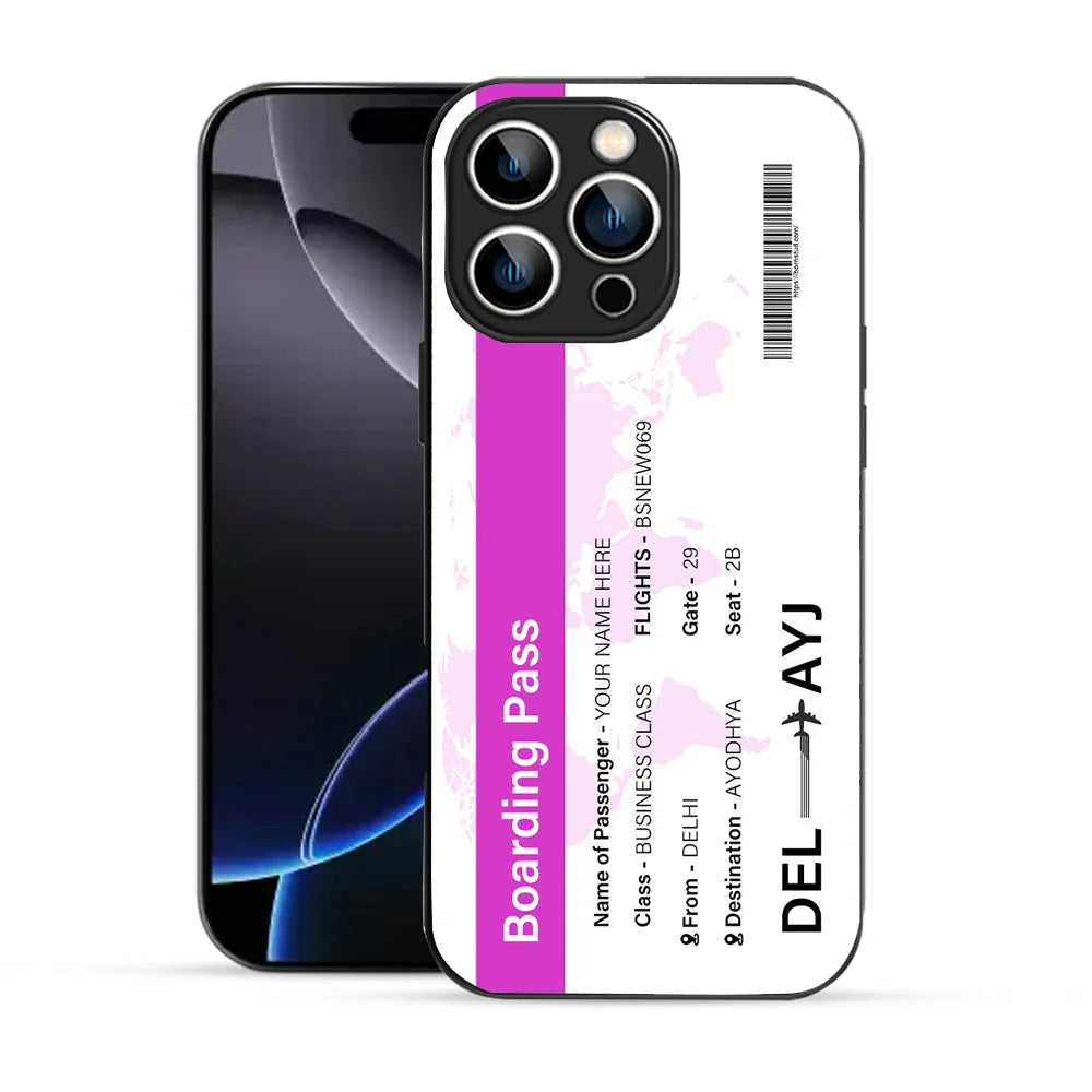 Bornstud Personalised my Boarding Pass Printed Case for iPhone 16 Pro Max Pinkish Purple