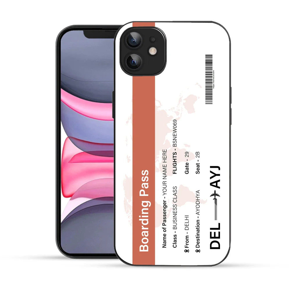 Bornstud Personalised my Boarding Pass Printed Case for iPhone 12 Orange Salmon