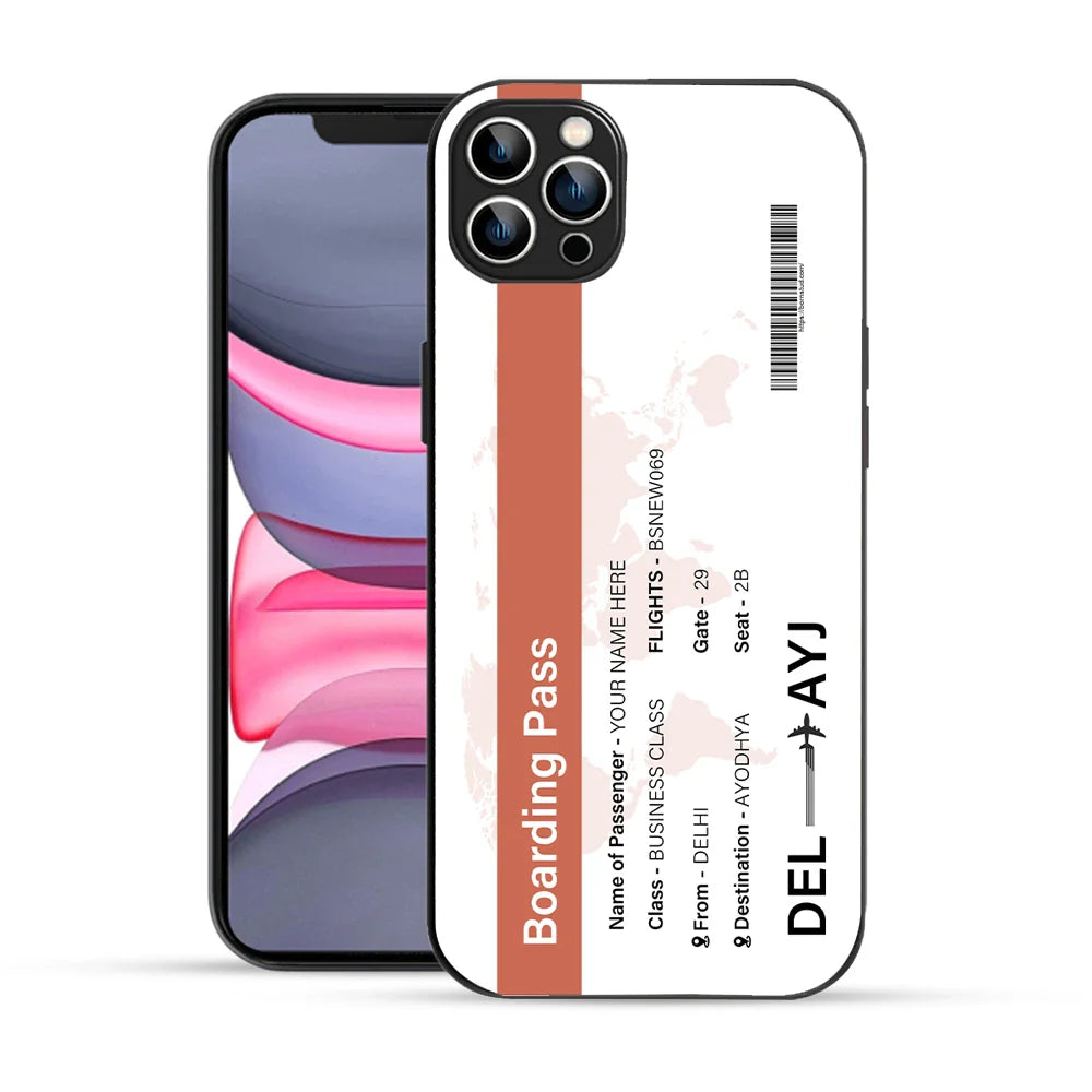 Bornstud Personalised my Boarding Pass Printed Case for iPhone 12 Pro Orange Salmon