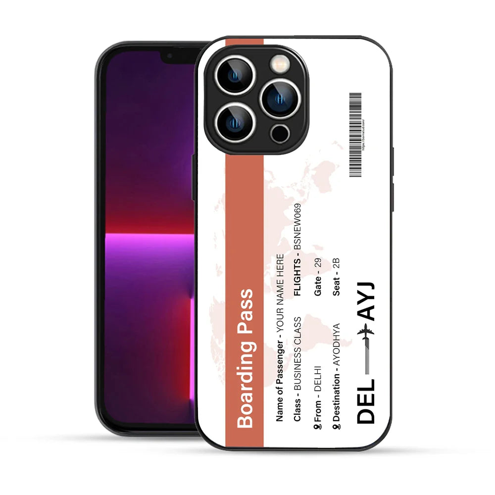 Bornstud Personalised my Boarding Pass Printed Case for iPhone 13 Pro Max Orange Salmon