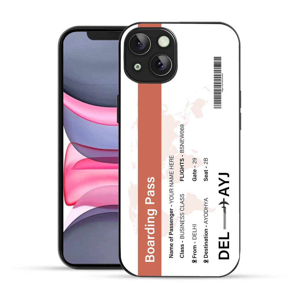 Bornstud Personalised my Boarding Pass Printed Case for iPhone 14 Plus Orange Salmon