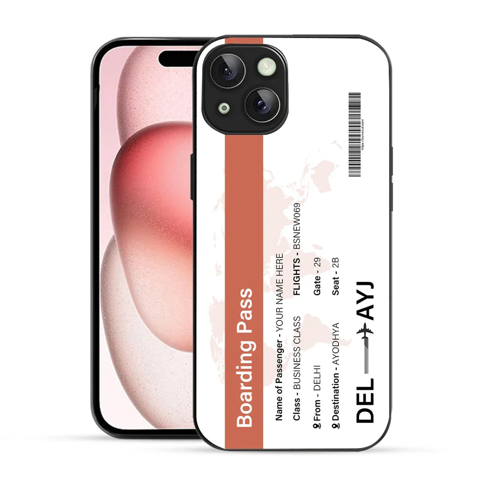 Bornstud Personalised my Boarding Pass Printed Case for iPhone 15 Plus Orange Salmon