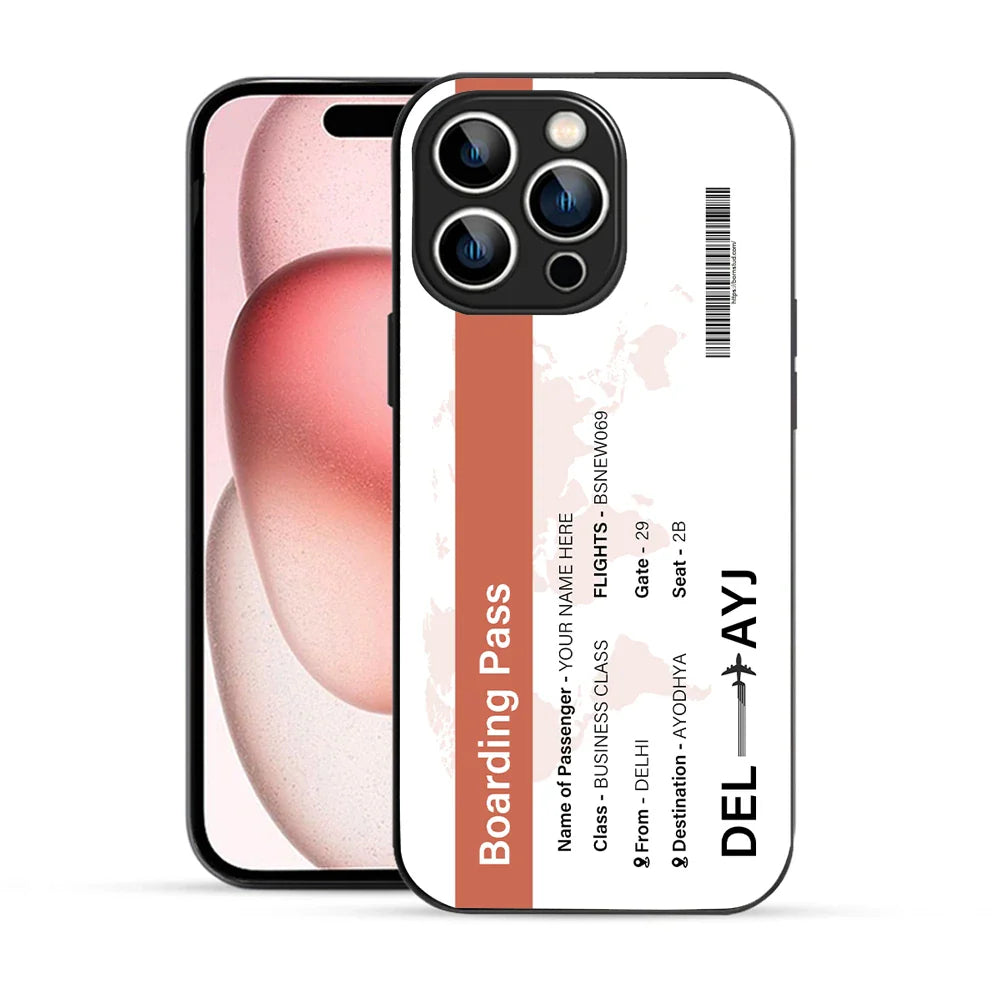 Bornstud Personalised my Boarding Pass Printed Case for iPhone 15 Pro Orange Salmon