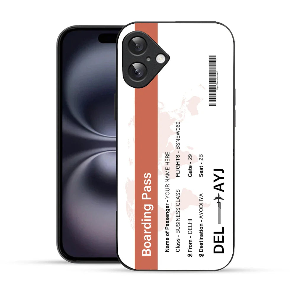 Bornstud Personalised my Boarding Pass Printed Case for iPhone 16 Orange Salmon