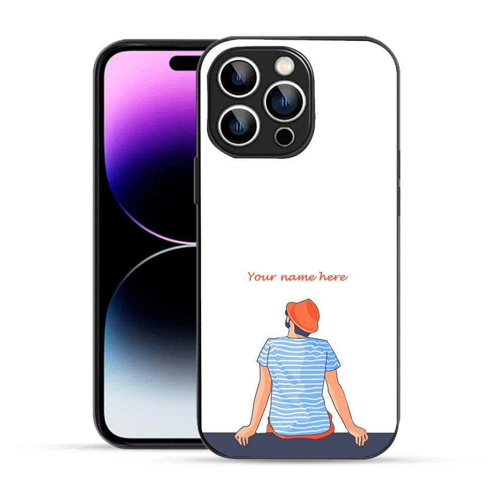 Bornstud Personalised my Name Printed Case for iPhone 14 Pro pinkish -orange - Bornstud