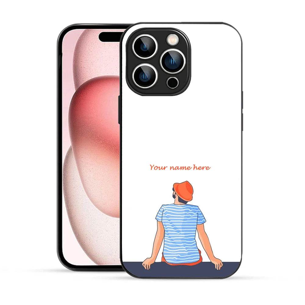 Bornstud Personalised my Name Printed Case for iPhone 15 Pro Max pinkish -orange - Bornstud