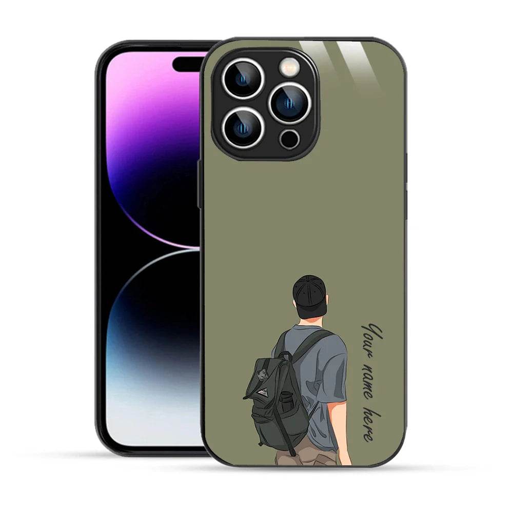 Bornstud Personalised my Name Printed Case for iPhone 14 Pro Max Brown Grey - Bornstud