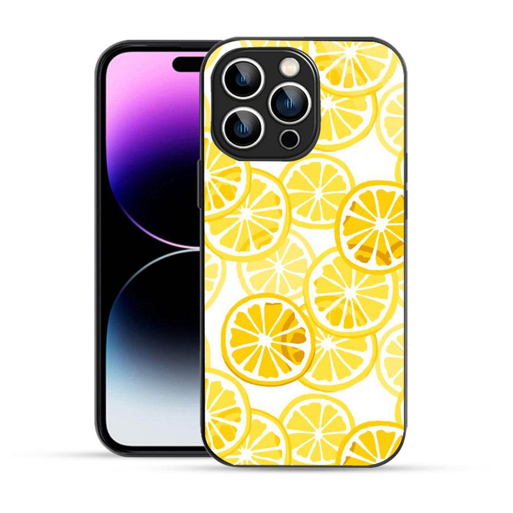 Bornstud Lemon Aesthetic iPhone 14 Pro Mobile Back Cover – 2D Glass Printed Elegance - Bornstud
