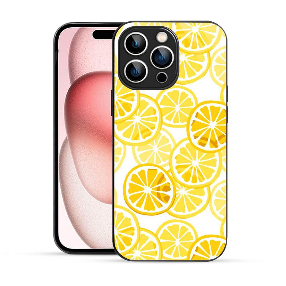 Bornstud Lemon Aesthetic iPhone 15 Pro Mobile Back Cover – 2D Glass Printed Elegance - Bornstud