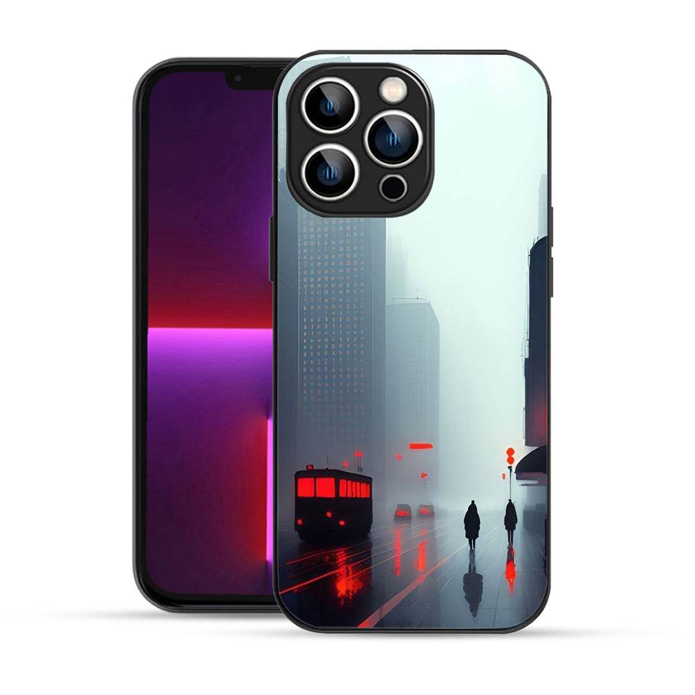 Elevate Your iPhone Experience with Bornstud's 2D Glass Printed Aesthetic City Skyline Mobile Back Cover - Bornstud