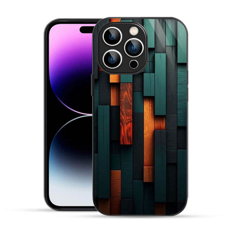 Elevate Your iPhone Experience with Bornstud's 2D Glass Printed Aesthetic Wooden design Mobile Back Cover - Bornstud