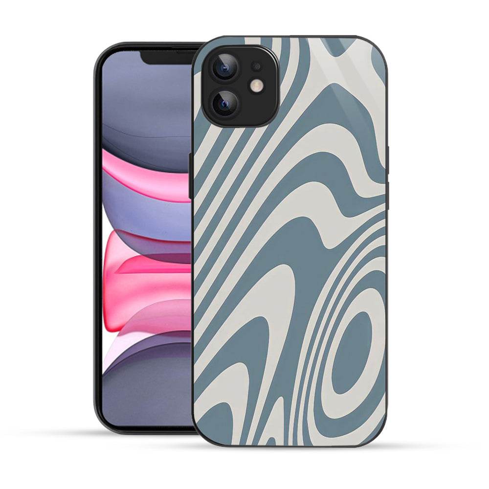 Bornstud Blue Curve Pattern Mobile Cover for iPhone 12 – Vibrant Elegance with Premium Protection - Bornstud