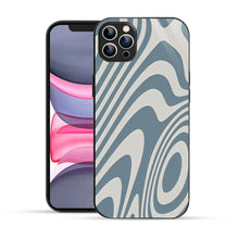 Elevate Your iPhone Experience with Bornstud's 2D Glass Printed Aesthetic Blue Curve Pattern Mobile Back Cover - Bornstud