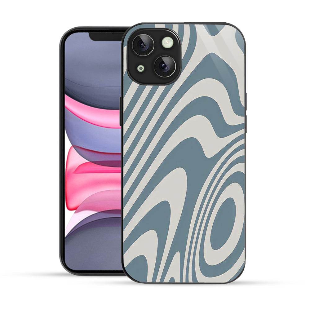 Bornstud Blue Curve Pattern Mobile Cover for iPhone 13 – Vibrant Elegance with Premium Protection - Bornstud
