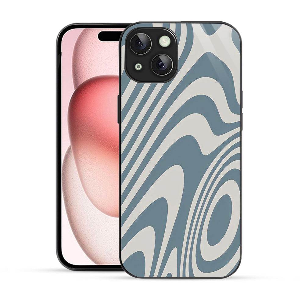 Bornstud Blue Curve Pattern Mobile Cover for iPhone 15 Plus – Vibrant Elegance with Premium Protection - Bornstud