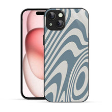 Elevate Your iPhone Experience with Bornstud's 2D Glass Printed Aesthetic Blue Curve Pattern Mobile Back Cover - Bornstud