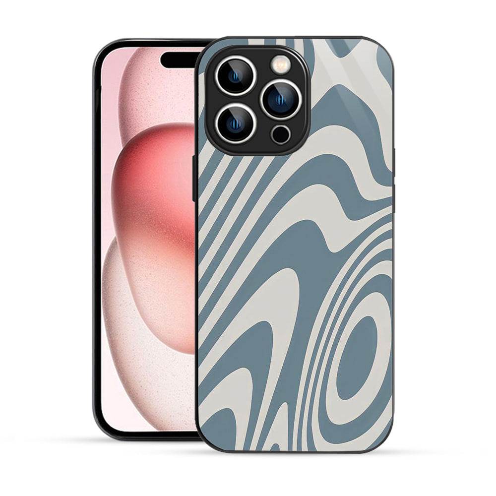 Bornstud Blue Curve Pattern Mobile Cover for iPhone 15 Pro – Vibrant Elegance with Premium Protection - Bornstud