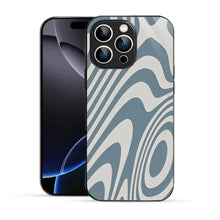 Elevate Your iPhone Experience with Bornstud's 2D Glass Printed Aesthetic Blue Curve Pattern Mobile Back Cover - Bornstud