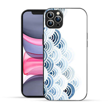 Elevate Your iPhone Experience with Bornstud's 2D Glass Printed Aesthetic Blue and White Pattern with Waves Mobile Back Cover - Bornstud