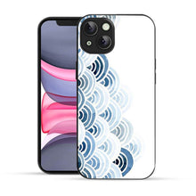 Elevate Your iPhone Experience with Bornstud's 2D Glass Printed Aesthetic Blue and White Pattern with Waves Mobile Back Cover - Bornstud
